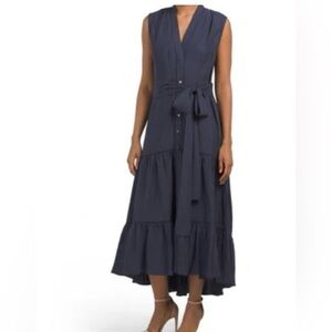 Kobi Halperin Anna Tiered Linen-Blend Midi Dress (Size S)